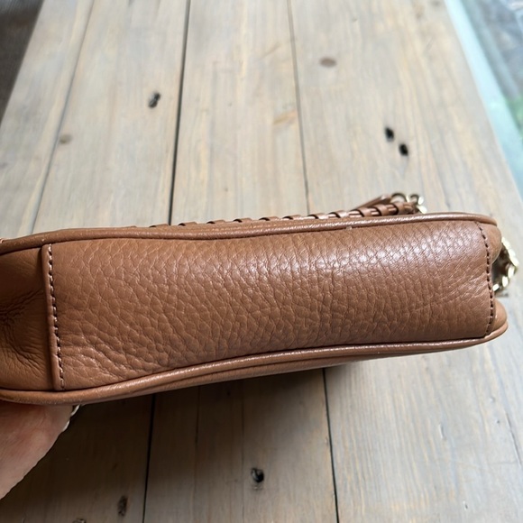 Tory Burch Mini Marion Crossbody Purse Camel Leather Authentic - Picture 9 of 12